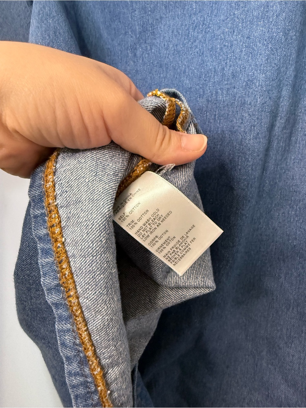 Maeve Blue Denim Shift Dress with Tie-Shoulder Detail - Picture 7 of 8